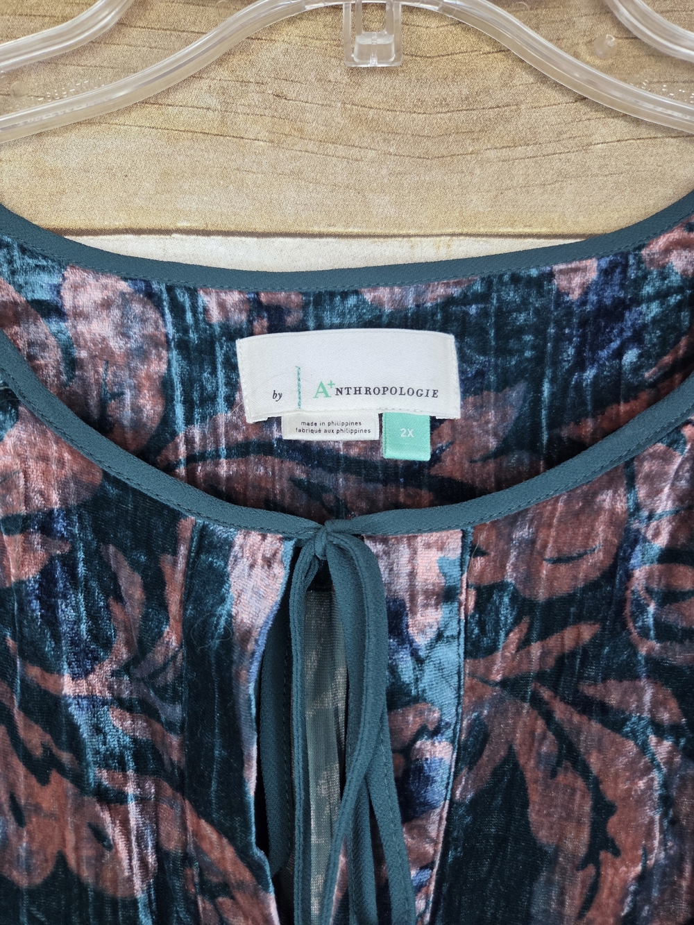 Anthropologie Velvet Blouse, 2X - Picture 3 of 4